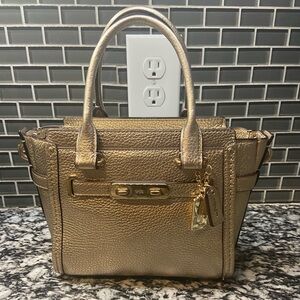 COACH Mini Swagger | Metallic Gold Crossbody Handbag